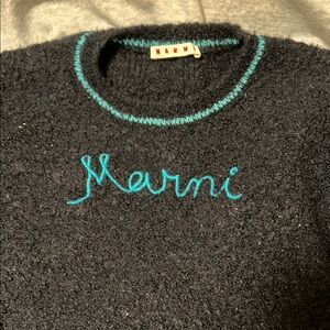 Marni Black and Blue Crew Neck Sweater